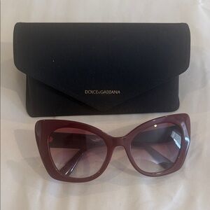 Dolce & Gabbana Burgundy Sunglasses with Gold Accent